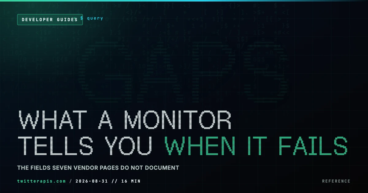 What a Twitter Monitoring API Should Tell You When It Is Failing The health and coverage fields a Twitter monitoring API should expose so a caller can tell a dead collector from a quiet week